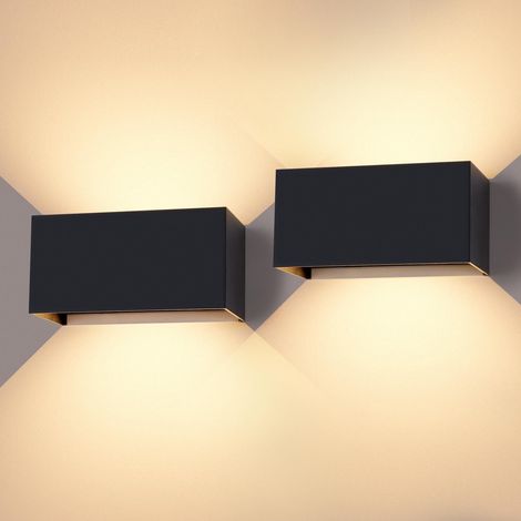 Applique Murale Extérieure 24W Lampe Aluminium Noir 20cm 2 Pcs (1/5)
