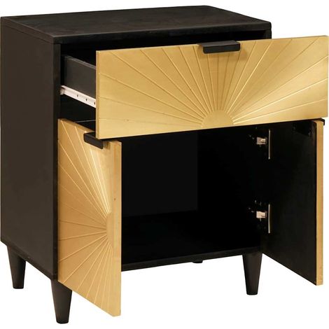Maison Exclusive - Comodino Nero e Oro 50 x 33 x 60 cm Legno ingegnerizzato (1/5)