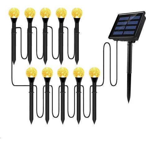 10 en 1 Spot Solaire ExtRieur LED Jardin Pelouse Paysage Chemin Applique Murale (1/4)