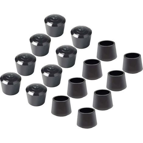 16 Paquet Embouts de protection de chaise, Embout pied de chaise Caoutchouc pied de chaise Protection Embouts, Diamètre intérieur - 7/8 pouce / 22 mm, noir (1/4)
