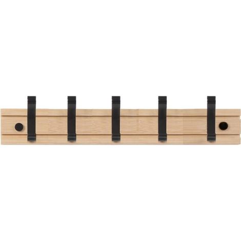 Clothes Hanger, Clothes Rack, 5 Active Hooks, Robust Clothing, Hat Rack, Bamboo (50 cm)