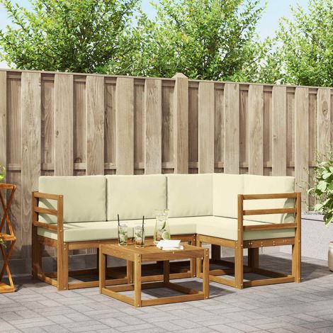 vidaXL Set di divani da esterno con cuscino 5 pcs Naturale e