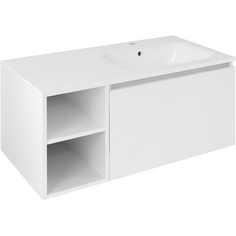 Meuble vasque LOREA 100x46x51,5cm (30P+70cm), droite, blanc mat (1/3)