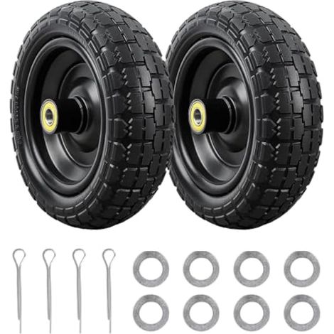[Lot de 2] 13" Pneus Anti-crevaison, Pleins 4.00-6 Alésage d'essieu de 5/8 Pouce, Large de 3,2 Pouces, Pneus en Caoutchouc pour Brouettes, Chariots de Jardin et Chariots Gorilla (1/5)