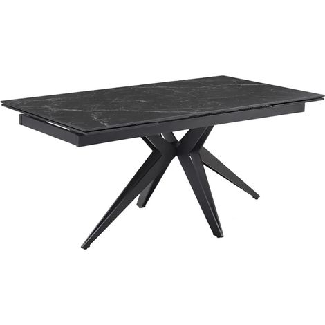 Table extensible 180/260 cm céramique noir marbré pied étoile - INDIANA 06 (1/5)