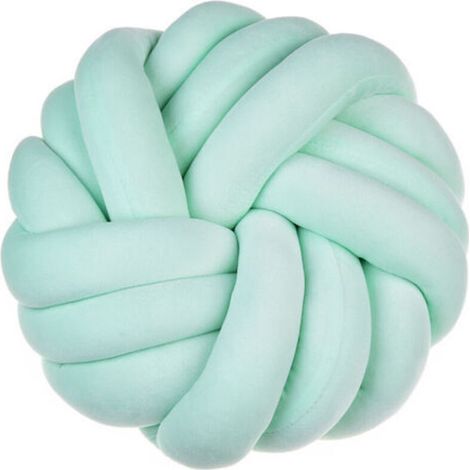 Coussin nœud pour canapé, lit, décoration, coussin décoratif, coussin-balle, 35 x 35 cm, décoration de chambre de bébé, jouet fait à la main, cadeau créatif (Vert) (1/4)