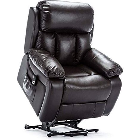 CHESTER BROWN DUAL RISE LEATHER RECLINER CHAIR