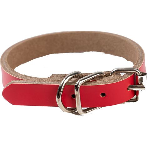 Collier Pour Chien - Cuir Pu Ajustable - Couleur Unie Rouge - Taille XL (1/2)