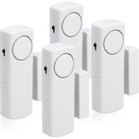 Door and window alarm - Pack of 4 wireless anti-theft alarm systems - Protect your home from theft - Magnetic operation - 100 dB