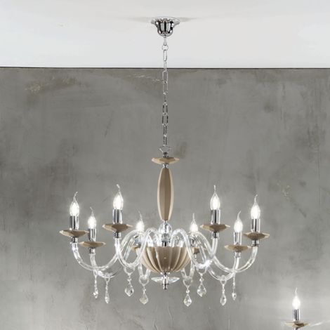 Lampadario a sospensione CECILIA in cristallo 8 luci D85 cm TORTORA (1/2)