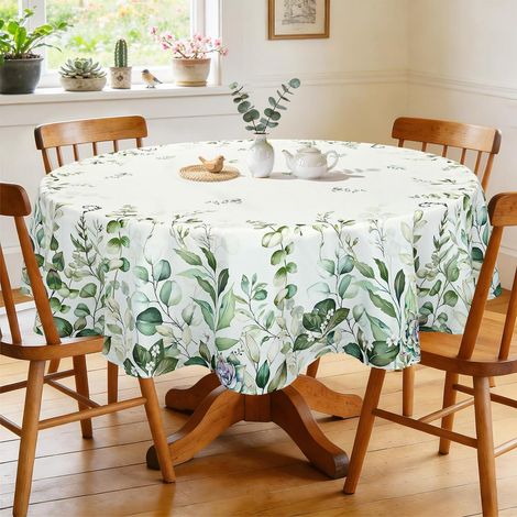 Nappe ronde Eukalyptus Ø 180 cm, lavable, Polyester, motif Printemps