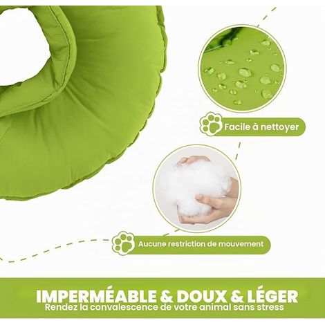 Cat Collar, Soft Anti-Licking Collar - Cone Recovery Collar - Donuts - Green - L (1/2)