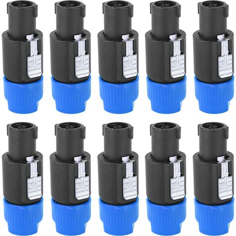 10pcs C NL4FC Connettore di altoparlanti audio Waterproof 4 Pin SpeakOn Plug Cable Connector (Blue)