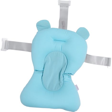 Coussin de bain doux et respirant pour bébé, matelas flottant pour nouveau-né, en forme d'ours bleu. Mignon et ajustable. Forme d'ourson bleu. (1/5)