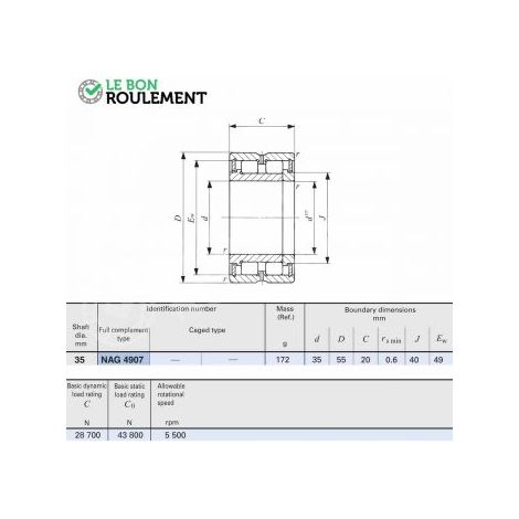 Roulement à rouleaux cylindriques NAG4907-IKO