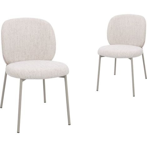 Lot de 2 chaises en tweed écru et pieds en métal gris MARCUS