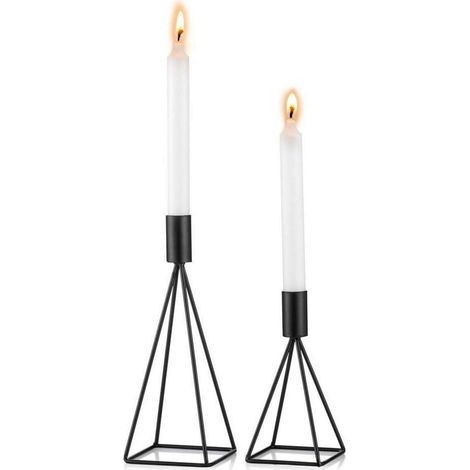 Sziqiqi 2er Set Metall Kerzenständer Vintage Schwarz für Hochzeit Wohnzimmer (1/5)