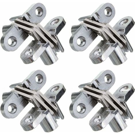 EASYCOMFORT Lot de 4 charnières invisibles pour porte pliante, en alliage de zinc et acier inoxydable, à montage facile avec croix et charnière cachée (1/4)