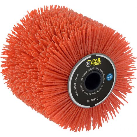 Fartools – Brosse nylon abrasif Ø120mm – Grain 80 – Largeur 100mm – Pour rénovateur bois, métal et pierre – Nettoyage abrasif efficace
