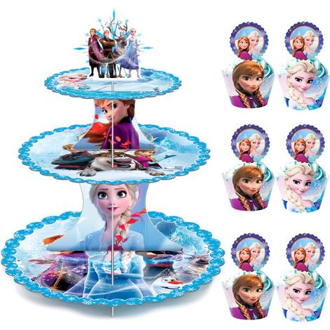 Espositore per Cupcake - INBOXXARTY - 3 Livelli - Multicolore - Decorazioni Frozen - Festa di Compleanno (1/5)