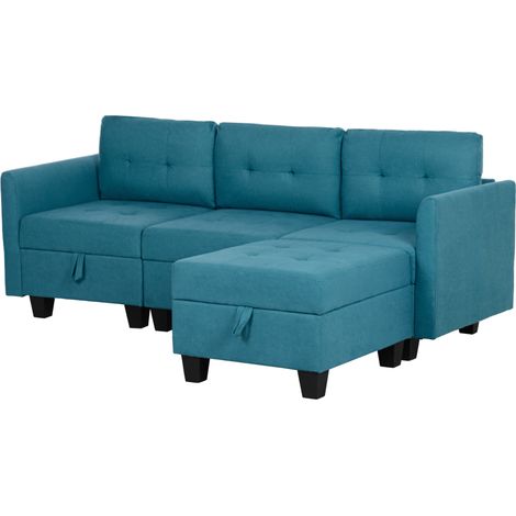 L' Shape Modular Sofa, Storage - Light Blue (1/5)