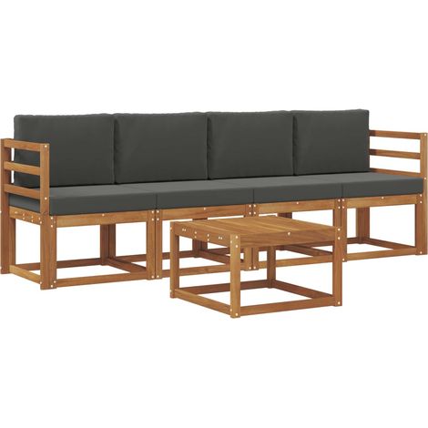 Outdoor Sofa Set with Cushion 5 pcs Natural and Anthracite vidaXL