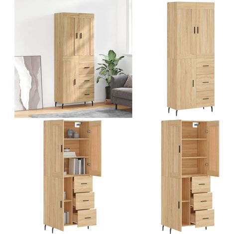 Highboard Sonoma-Eiche 69,5x34x180 cm Holzwerkstoff - Sideboard - Hochschrank - Wohnraumgestaltung - Eichefarben Möbel - Holzwerkstoffmöbel - Home & Living (1/5)