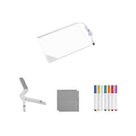 Tableau Acrylique Lumineuse Message LED, Tableau en Acrylique mit 7 Stiftfarben, mit einstellbarer Halterung, Tableau D'criture LED Lumineux Transparent,