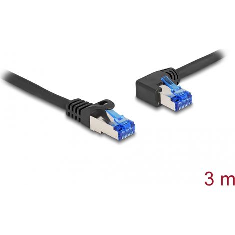 Latiguillo RJ45 Cat.6A S/FTP recto / acodado a la izquierda 3 m negro