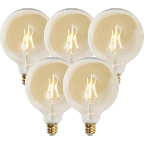 QAZQA Set of 5 E27 Dimmable LED Bulbs G125 Gold 5W 450lm 2200K