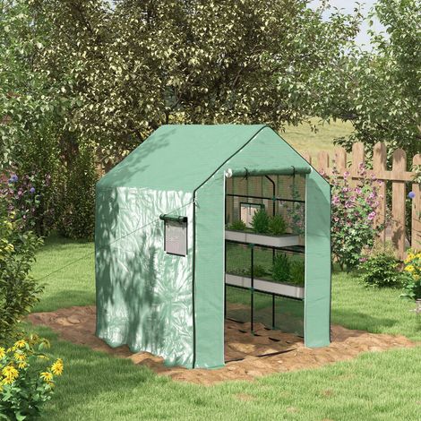 Serre de jardin avec 1 porte. 1 fenetres. étagères 3 niveaux pour Légumes Plantes Fleurs Bâche PE 140 x 143 x 190 cm