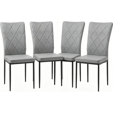 Sillas de comedor tapizadas en terciopelo gris oscuro con estructura metálica, juego de 4 (1/5)