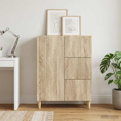Buffet chêne sonoma 3 tiroirs avec porte, bois d’ingénierie, 66 x 34,5 x 90 cm - PANGIVO (1/5)