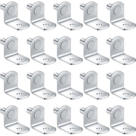 20 Pièces Chevilles de Support Étagère Métal L Forme, 5mm Support Équerre, Consoles et Taquets pour Étagères pour Meuble Armoire Placard Bibliothèque (1/5)