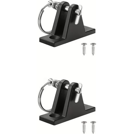 Lot de 2 charnières de pont en nylon de qualité marine pour taud de bimini, avec goupille et anneau, vis de montage fournies gratuitement, goupille et anneau en acier inoxydable 316 (1/5)