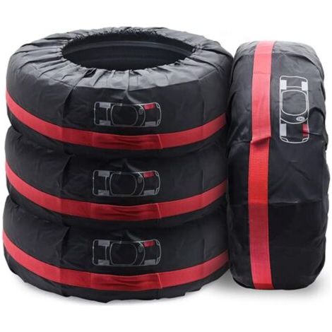 Lot de 4 Housses de pneus 13-17" Housse Roue de Secours Imperméable Housses de Protection de Roue de Voiture (Rouge, diamètre 66 cm) (1/5)
