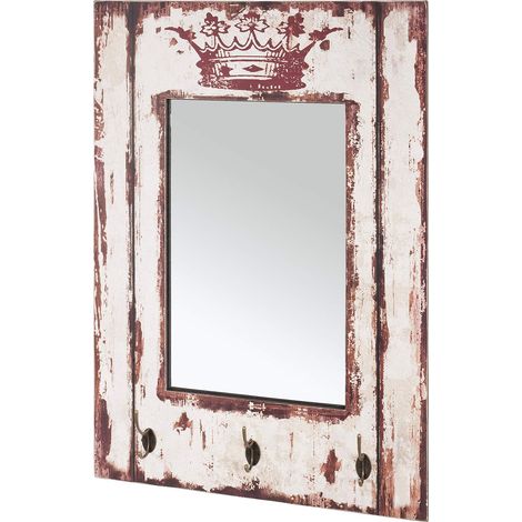 garderobe murale motif vintage MDF métal miroir L 52 cm x H 80 cm x P 10 cm Style Industrial (1/5)
