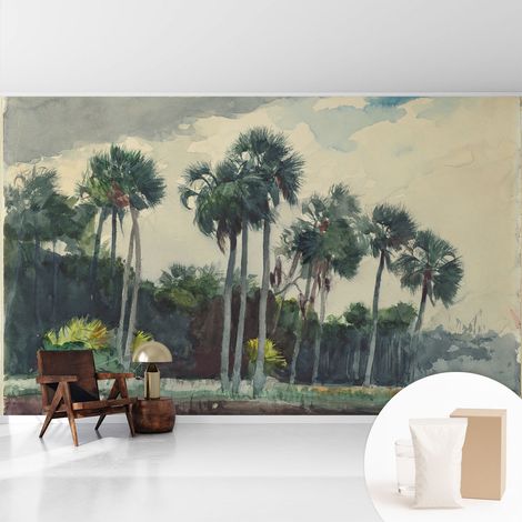 Fototapete - Tapete Vliestapete mit Kleber - Wandtapete Moderne Wandbild Schlafzimmer Wohnzimmer Exotische Palmen 416x254 cm (1/5)