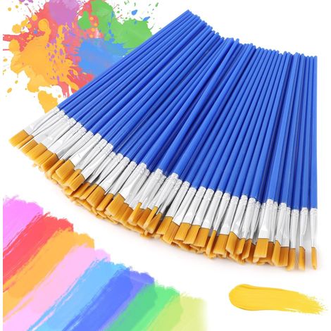 100 pinceaux acrylique nylon manche plastique, pour débutants, graffiti, dessin, aquarelle, amateur