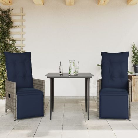 Maison Exclusive - Gartenstühle Verstellbar 2 Stk. mit Kissen Gra