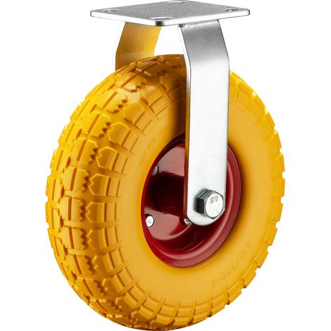 Wiltec Ruota fissa anti-foratura gialla 258x78mm max 150 kg con cerchio in metallo