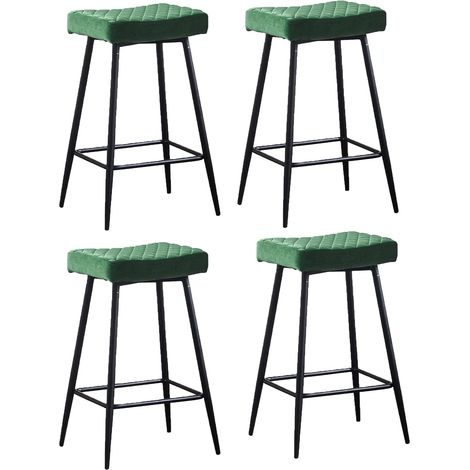 AINPECCA Bar Stools Set of 4 Velvet Green Breakfast Dining Bar Stools Fixed Height Bar Stools Breakfast Bar, Counter, Kitchen and Home (1/5)