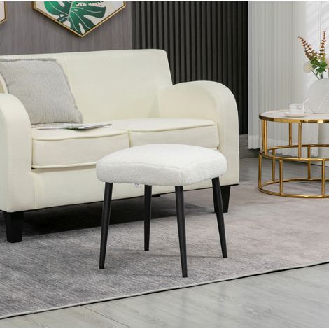 Tabouret siège 42x42x47 cm blanc crème – assise rembourrée, sans matelas (1/5)