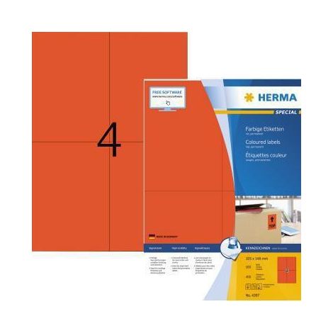 Herma Etiq. couleur rouge105x148 100f. DIN A4 400 pièces 4397 (1/3)