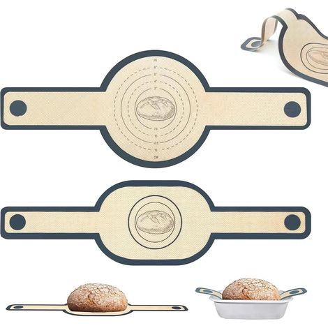 Silicone Baking Mat Set of 2 Dutch Oven Baking Accessories Long Handle Bread Slings Silicone Baking Mat for Oven (1/5)