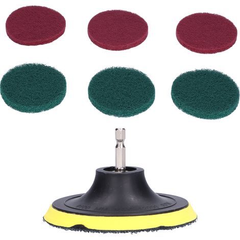 Tampon à récurer de 100 mm (4 pouces) avec support à poils, disque de polissage auto-adhésif, tampon abrasif, chiffon de brossage (1/5)