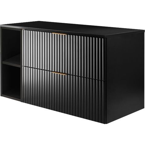 Mobile lavabo, Nero + maniglia dorata, 100 (80 + 20) x 57 x 46 cm (1/5)