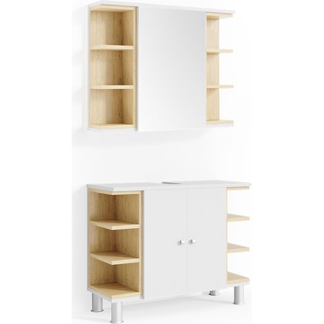Set mobili bagno Aquis, Bianco, 2 parti, Vicco