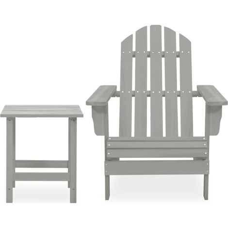 Chaise de jardin，Chaise d'extérieur Adirondack avec table Bois de sapin Gris CFW4575772 (1/5)