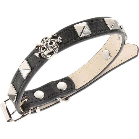 Collar para mascotas con estampado de calaveras estilo punk para Halloween, 4 piezas, ajustable. (1/5)